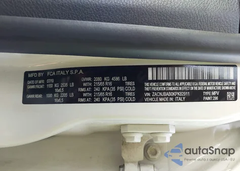 2019 Jeep Renegade Sport from USA, damaged, VIN ZACNJBAB0KPK82911